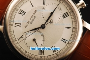 Patek Philippe Complicated Swiss Valjoux 7750 Manual Winding Movement Steel Case with White Dial