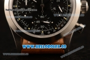 Rolex Explorer Chronograph Miyota OS20 Quartz Steel Case with Black Dial Steel Bezel and Brown Leather Strap