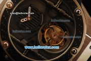 Hublot King Power Swiss Tourbillon Manual Winding Movement Steel Case with Black Bezel and Black Rubber Strap