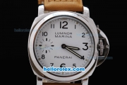 Panerai Luminor Marina PAM113E Manual Winding Stainless Steel Case with White Dial-Black Number Markes and White Bezel