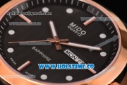 Mido Commander Miyota Quartz Steel Case with Rose Gold Bezel and Black Dial