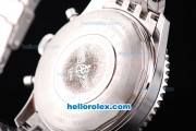 Breitling Navitimer Chronograph Quartz Movement Silver Case with White Dial and SS Strap-Number Markers