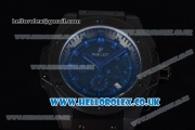 Hublot King Power Chrono Japanese Miyota OS20 Quartz PVD Case with Black Dial and Blue Leather Strap