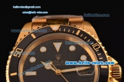 Rolex Submariner Swiss ETA 2836 Automatic Movement Gold Case with Black Bezel-Black Dial and Gold Strap