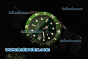 Rolex Submariner Automatic Movement PVD Case with Green Dial - Green Bezel and Black Nylon Strap