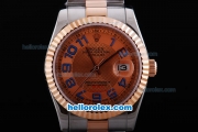 Rolex Datejust Oyster Perpetual Automatic Two Tone with Brown Dial and Rose Gold Bezel