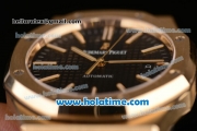 Audemars Piguet Royal Oak Swiss ETA 2824 Automatic Full Yellow Gold with Gold Sitck Markers and Black Dial - 1:1 Original