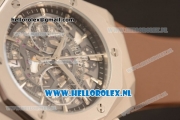 Hublot Classic Fusion Aerofusion Chronograph Orlinski Japanese Miyota OS20 Quartz Steel Case with Black Dial Stick Markers and Brown Rubber Strap