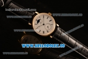 IWC Portofino Vintage Moonphase Asia 6497 Manual Winding Yellow Gold Case with White Dial and Black Leather Strap - (AAAF)