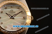 Omega Constellation Ladies Miyota Quartz Two Tone Case/Bracelet with MOP Dial and Diamond Markers - Diamonds Bezel (AAAF)