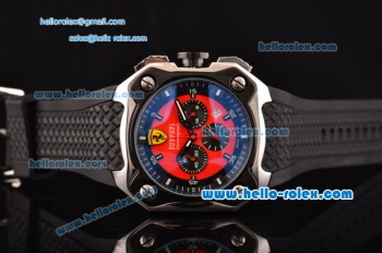 Ferrari Chrono Miyota OS20 Quartz Steel Case PVD Bezel with Black Rubber Strap and Red Dial