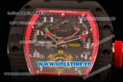 Richard Mille Jean Todt Limited Edition RM 036 Asia Seagull SH Automatic Carbon Fiber Case with Skelton Dial Arabic Numeral Markers and Red Inner Bezel