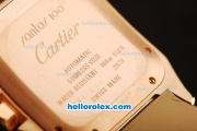 Cartier Santos 100 Swiss ETA 2671 Automatic Movement Rose Gold Case with Brown Leather Strap-1:1 Imitate