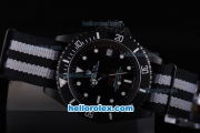 Rolex Sea-Dweller Pro-Hunter Oyster Perpetual Swiss ETA 2836 Automatic Movement with Black Dial and Case-White Marking and Nylon Strap Vintage-Air Vent Edition