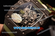 Richard Mille RM35-02 Japanese Miyota 9015 Automatic Carbon Fiber Case Skeleton Dial With Dots Markers Camouflage Rubber Strap - 1:1 Original(KV)