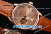 IWC Portugueser Tourbillon Hand-Wound Asia 2813 Automatic Rose Gold Case with Brown Dial Brown Leather Strap and Arabic Numeral Markers