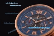 Ulysse Nardin Maxi Marine Chrono Japanese Miyota OS20 Quartz Rose Gold Case with Blue Rubber Strap and Black/Blue Dial