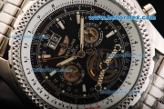 Breitling for Bentley Motors Automatic Tourbillon Silver Case with Black Dial and SSBand-Stick Markers