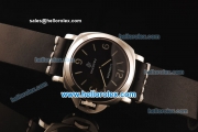 Panerai Luminor Base Pam 000 Asia 6497 Manual Winding Steel Case with Black Dial and Black Leather Strap