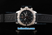 Breitling Avenger Swiss Valjoux 7750 Automatic Movement Steel Case with Black Dial-Silver Markers and Black Rubber Strap