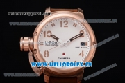 U-Boat Chimera Automatic Asia ST25 Automatic Rose Gold Case White Dial Brown Leather Strap and Arabic Number Markers