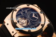 Hublot King Power Swiss Tourbillon Manual Winding Movement Rose Gold Case with Black Rubber Strap