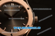 Hublot Classic Fusion Miyota 9015 Automatic Rose Gold Case with silver Dial and Black Leather Strap (AAAF)