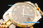 Rolex Datejust Automatic Movement ETA Coating Case with Gold Bezel and Two Tone Strap