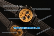 Breitling Chronomat B01 44 Blacksteel Chronograph Swiss Valjoux 7750 Automatic PVD Case with Yellow Dial Rubber Strap and Stick Markers