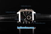 Tag Heuer Monaco Calibre 12 Chronograph Miyota Quartz Movement Swiss Coating Case with Black Dial and Silver Stick Markers