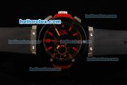 Hublot Big Bang Swiss Valjoux 7750 Automatic Movement Ceramic Bezel with Black Dial and Red Stick Marker-Rubber Strap