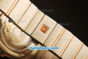 Omega Constellation Co-Axial Swiss ETA 2824 Automatic Steel Case with Rose Gold Bezel and Brown Dial-Two Tone Bracelet
