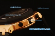 Audemars Piguet Royal Oak Offshore Swiss Valjoux 7750 Automatic Rose Gold Case with PVD Bezel and Black Grid Dial -Black Leather Strap