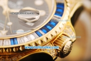 Rolex GMT Master II Swiss ETA 2836 Automatic Movement Full Gold with Black Dial and Diamond Bezel