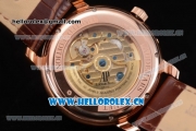 Audemars Piguet Jules Audemars Dual Time Asia ST25 Automatic Rose Gold Case Brown Dial Stick Markers and Brown Leather Strap