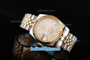 Rolex Datejust Swiss ETA 2836 Automatic Movement Two Tone with Gold Bezel-Grey Dial and Gold Roman Markers-18K Gold Never Fade