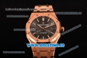 Audemars Piguet Royal Oak Clone AP Calibre 3120 Automatic Full Rose Gold with Black Dial and Stick Markers (EF)