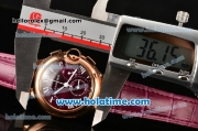 Cartier Ballon Bleu De Medium Chrono Miyota Quartz Rose Gold Case with Burgundy Dial and White Roman Numeral Markers