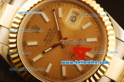 Rolex Datejust II Swiss ETA 2836 Automatic Full Steel with Yellow Gold Bezel and Gold Dial-Stick Markers