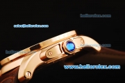 Cartier Calibre Swiss Tourbillon Manual Winding Movement Rose Gold Case with Brown Leather Strap