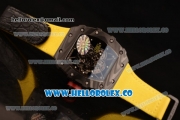 Richard Mille RM 055 Miyota 9015 Automatic Carbon Fiber Case with Skeleton Dial and Yellow Nylon/Leather Strap