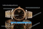 Rolex Datejust 37mm Swiss ETA 2836 Automatic Two Tone with Black MOP Dial and Diamonds Markers