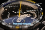 Tag Heuer Grand Carrera Calibre 36 RS Caliper Chrono Miyota OS20 Quartz PVD Case with Black Leather Strap Yellow Second Hand and Black Dial - 7750 Coating