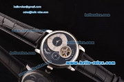 Patek Philippe Complications ST22 Automatic Steel Case with Black Leather Strap Black Markers and Black Dial