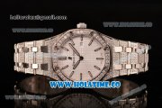 Audemars Piguet Royal Oak 33MM Miyota Quartz Diamonds/Steel Case with White Dial Stick Markers and Diamonds Bezel (EF)