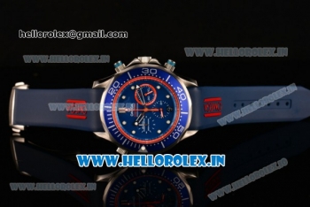 Omega Seamaster Diver 300M Chrono Miyota OS20 Quartz Steel Case with Blue Dial and Red Inner Bezel