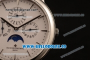 Vacheron Constantin Patrimony Perpetual Calendar Clone Original Automatic Steel Case with White Dial and Blue Leather Strap - (AAAF)