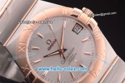 Omega Constellation Co-Axial Swiss ETA 2824 Automatic Steel Case with Rose Gold Bezel and Rose Gold Markers- Silver Dial