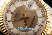 Rolex Datejust Automatic Movement White Border with Gold Stick Markers and Gold Bezel-18K Gold Never Fade