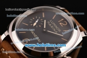 Panerai PAM 422 Luminor Marina Asia 6497 Manual Winding Steel Case with Brown Leather Strap Stick/Numeral Markers and Black Dial